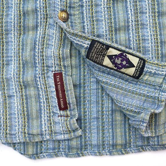 Vintage The Territory Ahead Textured Button Short Sleeve Shirt Mens XL - Picture 4 of 5